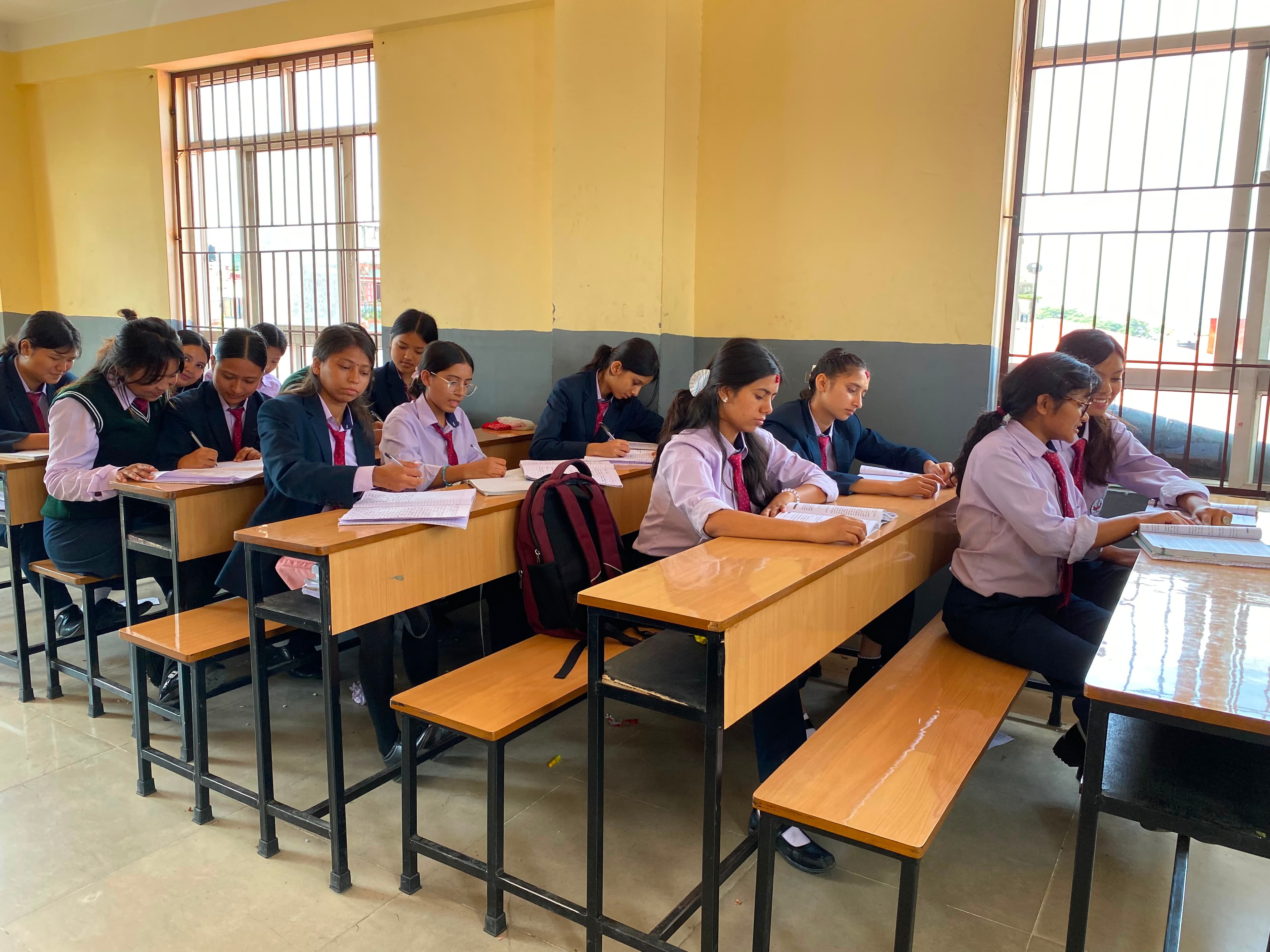 Students in an English-medium classroom